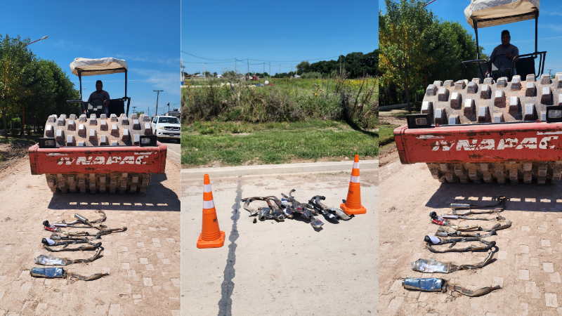 LA MUNICIPALIDAD DE LARROQUE REALIZÓ LA COMPACTACIÓN DE CAÑOS DE ESCAPE RETENIDOS