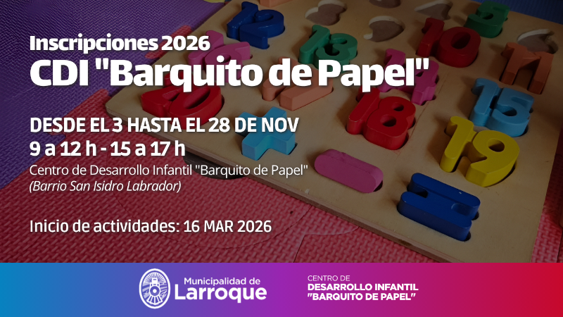 ABREN LAS INCRIPCIONES PARA EL CICLO 2026 DEL CDI "BARQUITO DE PAPEL" ABREN LAS INCRIPCIONES PARA EL CICLO 2026 DEL CDI "BARQUITO DE PAPEL"